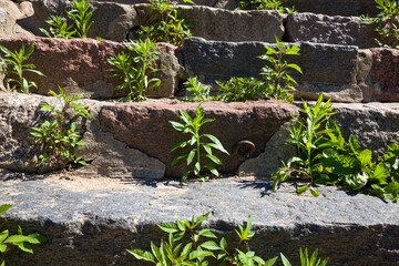 old stone crumbling staircase