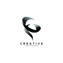 creative modern Letter G and tornado icon gradient black darker and lighter color logo design template