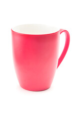 Red cup for tea, coffee and cappuccino on a white background