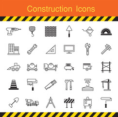 construction icons set, vector design