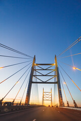 cable stayed bridge at sunset