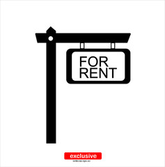 For rent icon.Flat design style vector illustration for graphic and web design.