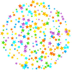 Rainbow Festive Confetti. Carnival Star Falling.