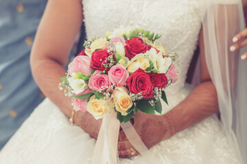 Beautiful wedding bouquet flowers close up