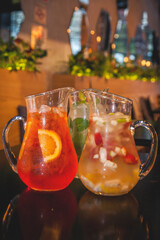 jar of colourful drinks