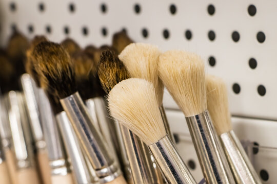 Art brushes for painting from natural bristles. Tools of the artist