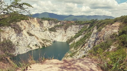 Mountain hill path river three and sky  landscape