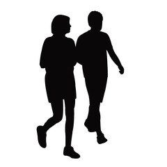 a couple walking body silhouette vector