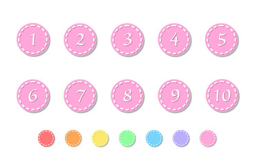 ステッチ風の数字アイコン(ピンク）