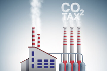 Plant in carbon tax and pollution concept - 3d rendering