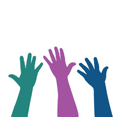 colorful hands silhouette vector