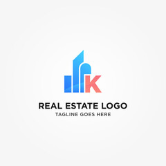 Simple and Modern K Letter Real Estate Logo Template for Your Business