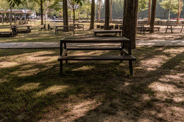 Picnic tables in a public park