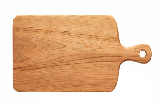 handmade cherry cutting board isolated on white background