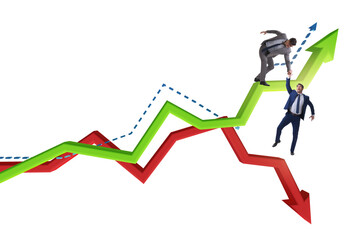 Businessman saving competitor during the crisis