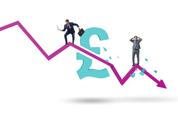 Concept of economic crisis and gbp pount inflation