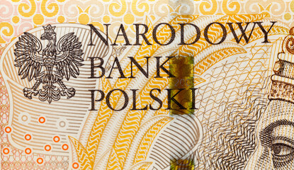 new bill worth two hundred Polish zlotys, close-up of cash Polish money