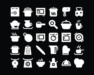 Icon Kitchen Equipment with black background