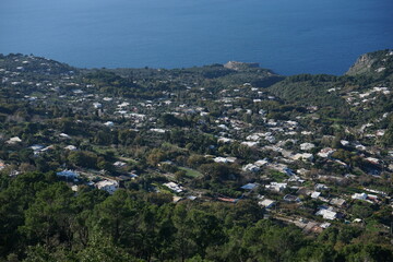 Landscape of Capri Island with coastline, Blue Grotto, in Naples, Italy	