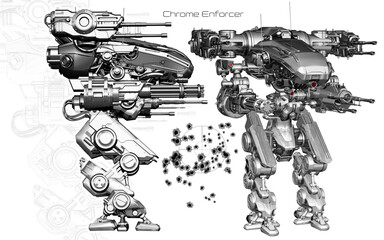  chrome robot cyborg soldier