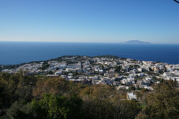 Fototapeta na wymiar Landscape of Capri Island with coastline, Blue Grotto, in Naples, Italy 