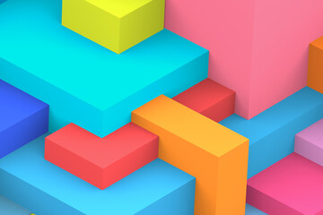 Obraz premium Abstract geometric cubic colorful background. isometric 3d render.