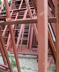 Rusted iron bars in the junk yard