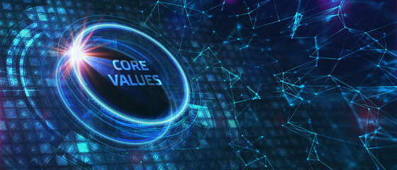Business, Technology, Internet and network concept. Core values responsibility ethics goals company concept.