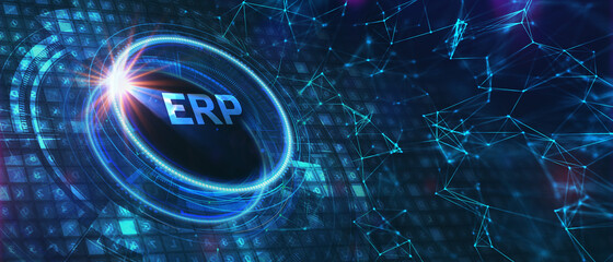 Business, Technology, Internet and network concept. Enterprise resource planning ERP concept.