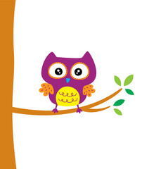 cute little owl on tree vector