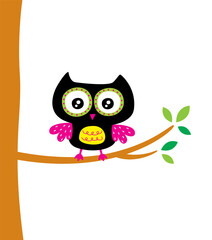 cute little owl on tree vector