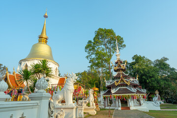 Fototapeta premium Pa Dara Phirom Temple is located at 514 Rim Tai Subdistrict, Mae Rim District, Chiang Mai Province. A beautiful ancient temple built, old and valuable, calming, natural looking, cool, Thailand