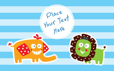 cute elephant and lion friendship greeting card