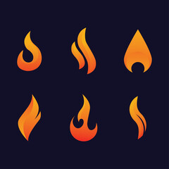Fire flames, fire set Logo design template vector icons for business and brand identity
