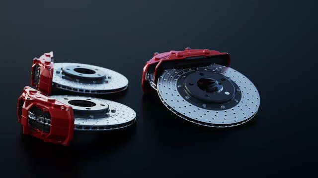 Automotive modern brake. Close-up. Studio shot.
