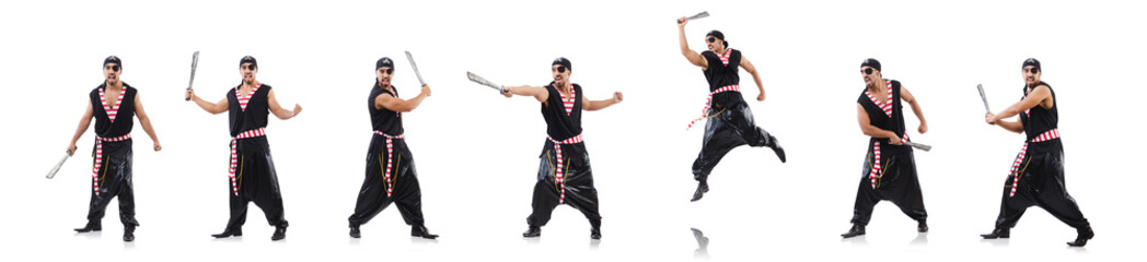 Man in pirate costume in halloween concept