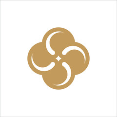 elegant, abstract and minimalist rounded SS monogram with hidden star element in isolated white background