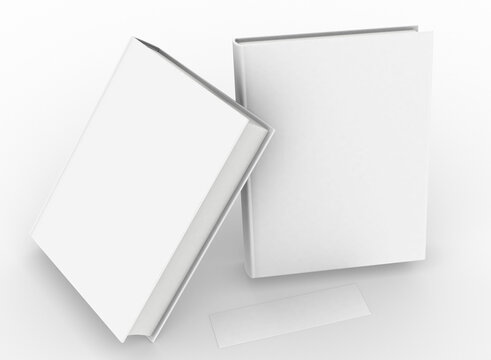 template empty book mockup set white background , 3d rendering	
