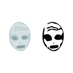 Scary Ghost Face Illustration Design in Black and White