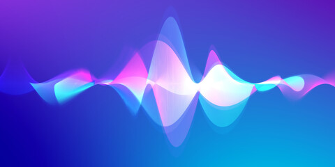 Speaking sound wave lines illustration.Colorful gradient motion abstract background.