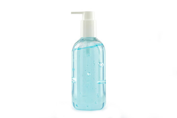 Alcohol blue gel isolated sanitizer hand gel cleaners for anti bacteria and virus on white background.