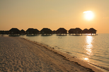 sunset on the beach at Maldives