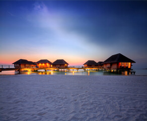 sunset on the beach at Maldives