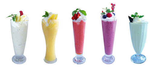 Fruity Smoothie on white (banana, mango, strawberry, mix berry, givi)