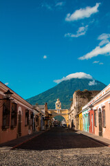 old arc in Antigua Guatemala and Volcano