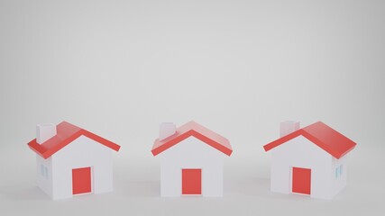 3d Realistic Render Piggy bank, Coin stack and house Closeup Isolated on White Background.