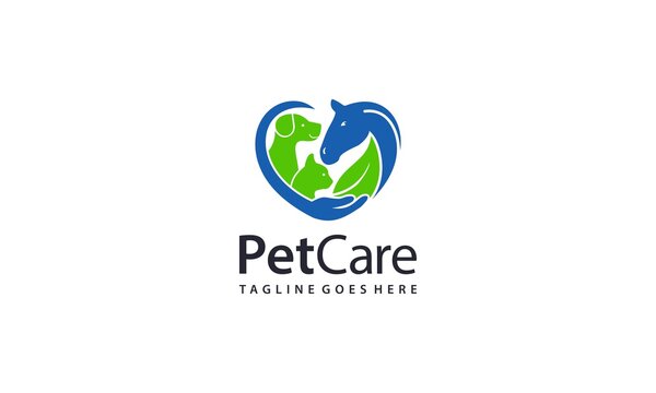 Creative and abstract pet like dog, cat, horse ect for pet care logo design vector editable	
