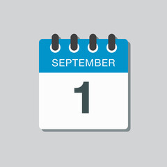 Calendar icon day 1 September, template date days