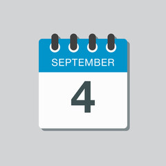 Calendar icon day 4 September, template date days