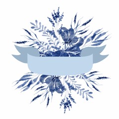 Flowers field bouquet blue Indigo. for invitations, the wedding card.